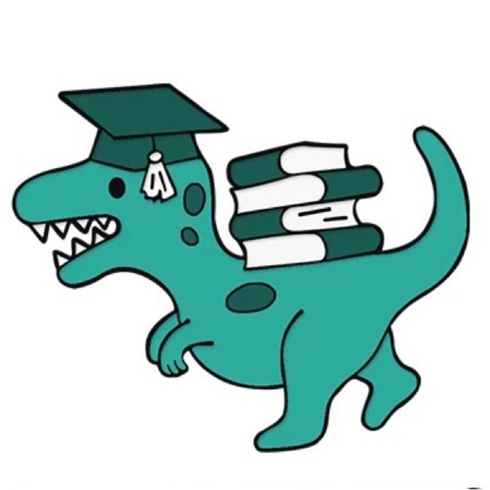1 LEFT‼️ Nerdy Dinosaur Enamel Pin Smart T-Rex Grad Student Backpack Dino Badge